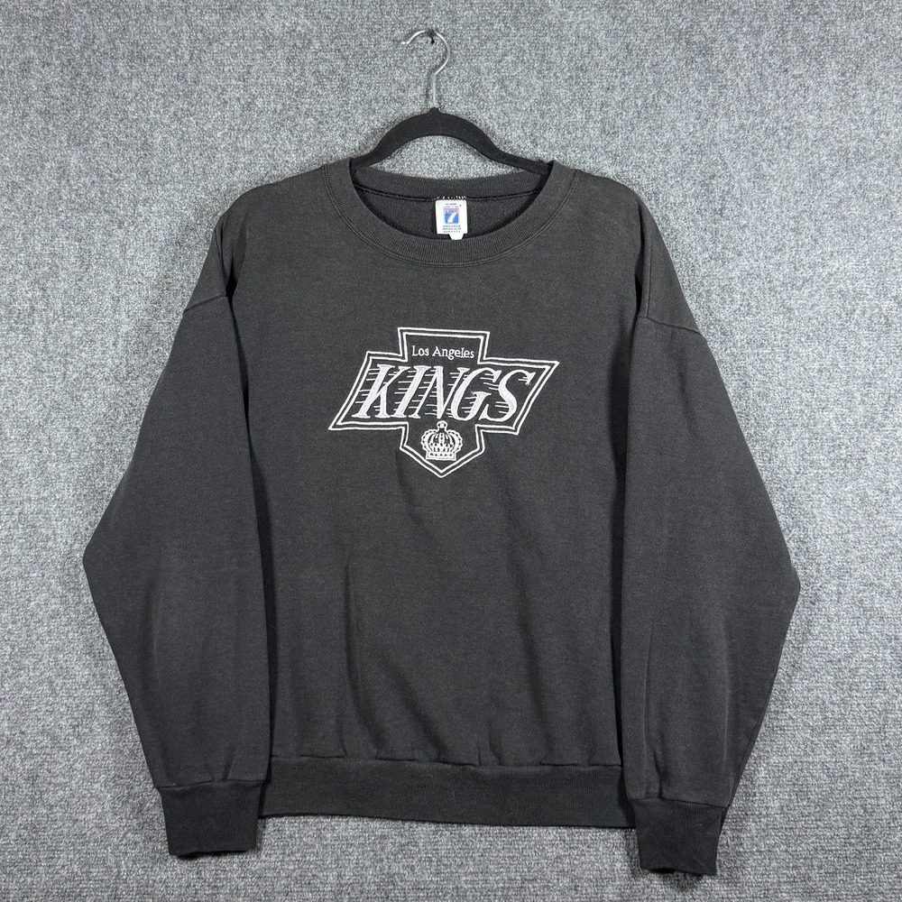 Vintage 90s Logo 7 LA Kings Crewneck Faded Sweatshirt Black Mens Size XL #3279